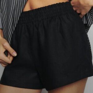 Reformation Nashville Linen Black Shorts